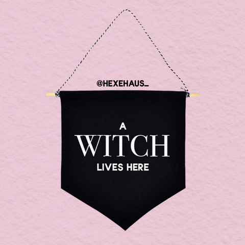 Witch Lives Here - Hanging Canvas Banner