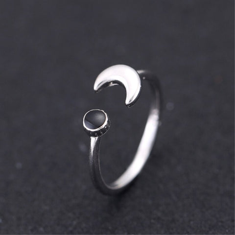 Black Onyx Moon Ring