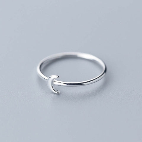 Simple Silver Moon Ring